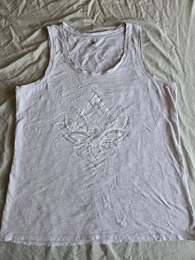 GAIAM Pale Pink Embellished Lotus Tank Top Yoga Boho Size XL